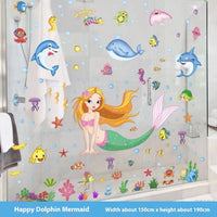 HKM-393107 Waterproof Cartoon Stickers for Bathroom Tile and Fish Tank Decoration - Cute Animal Designs