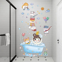 HKM-393107 Waterproof Cartoon Stickers for Bathroom Tile and Fish Tank Decoration - Cute Animal Designs
