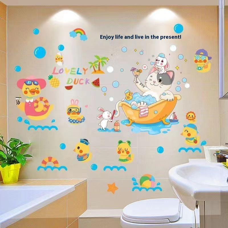 HKM-393107 Waterproof Cartoon Stickers for Bathroom Tile and Fish Tank Decoration - Cute Animal Designs