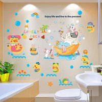 HKM-393107 Waterproof Cartoon Stickers for Bathroom Tile and Fish Tank Decoration - Cute Animal Designs