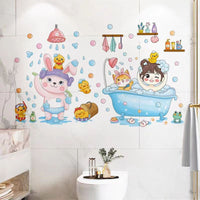 HKM-393107 Waterproof Cartoon Stickers for Bathroom Tile and Fish Tank Decoration - Cute Animal Designs