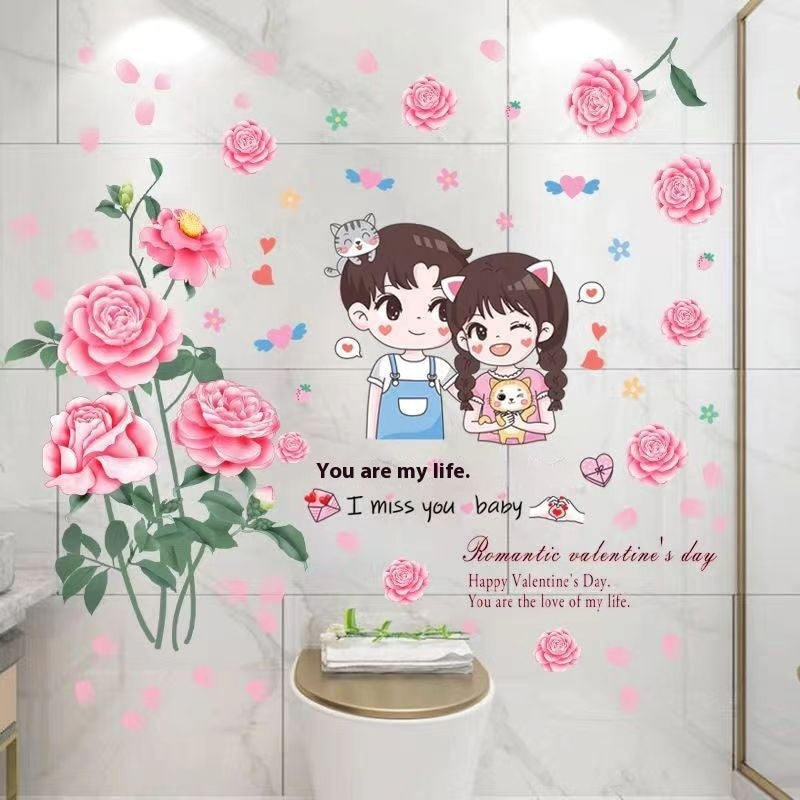HKM-393107 Waterproof Cartoon Stickers for Bathroom Tile and Fish Tank Decoration - Cute Animal Designs