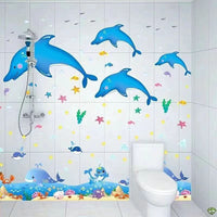 HKM-393107 Waterproof Cartoon Stickers for Bathroom Tile and Fish Tank Decoration - Cute Animal Designs