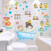 HKM-393107 Waterproof Cartoon Stickers for Bathroom Tile and Fish Tank Decoration - Cute Animal Designs
