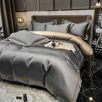 HKM-393171 Long Staple Cotton 4-Piece Quilt Set in Solid Colors, Pure Cotton Bedding with Quilted Design