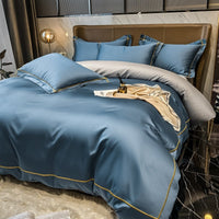 HKM-393171 Long Staple Cotton 4-Piece Quilt Set in Solid Colors, Pure Cotton Bedding with Quilted Design