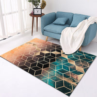 HKM-393235 Elegant Crystal Velvet Checkered Carpet for Living Room - Machine Washable, Rectangular Design in Multiple Sizes