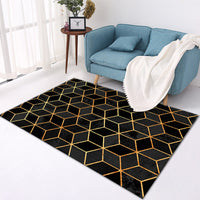 HKM-393235 Elegant Crystal Velvet Checkered Carpet for Living Room - Machine Washable, Rectangular Design in Multiple Sizes