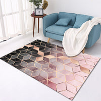 HKM-393235 Elegant Crystal Velvet Checkered Carpet for Living Room - Machine Washable, Rectangular Design in Multiple Sizes