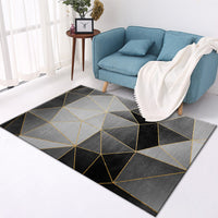 HKM-393235 Elegant Crystal Velvet Checkered Carpet for Living Room - Machine Washable, Rectangular Design in Multiple Sizes