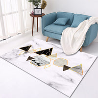 HKM-393235 Elegant Crystal Velvet Checkered Carpet for Living Room - Machine Washable, Rectangular Design in Multiple Sizes