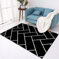 HKM-393235 Elegant Crystal Velvet Checkered Carpet for Living Room - Machine Washable, Rectangular Design in Multiple Sizes