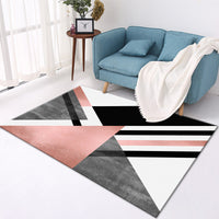HKM-393235 Elegant Crystal Velvet Checkered Carpet for Living Room - Machine Washable, Rectangular Design in Multiple Sizes