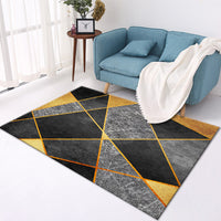 HKM-393235 Elegant Crystal Velvet Checkered Carpet for Living Room - Machine Washable, Rectangular Design in Multiple Sizes
