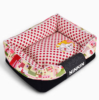 HKM-393299 Removable and Washable Cotton Kennel in Blue, Brown, and Pink Pastoral Designs for Small to Extra Large Dogs