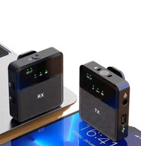 HKM-393363 Dual Transmitter Wireless Microphone System with Receiver for Smartphones and Cameras