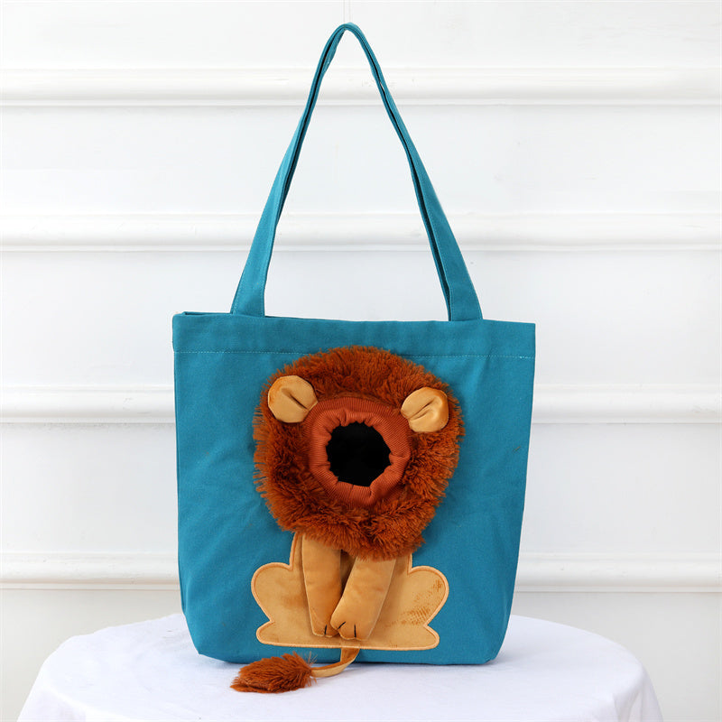 HKM-393363 Lion Cub Shoulder Bag for Small Dogs and Cats - 100% Cotton Canvas, Multiple Color Options