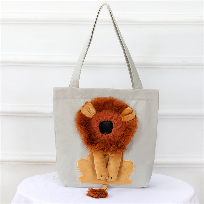 HKM-393363 Lion Cub Shoulder Bag for Small Dogs and Cats - 100% Cotton Canvas, Multiple Color Options
