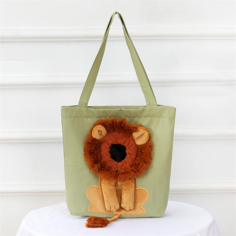HKM-393363 Lion Cub Shoulder Bag for Small Dogs and Cats - 100% Cotton Canvas, Multiple Color Options