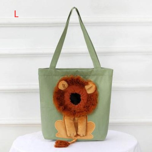 HKM-393363 Lion Cub Shoulder Bag for Small Dogs and Cats - 100% Cotton Canvas, Multiple Color Options