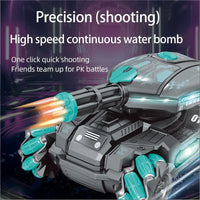 HKM-393427 Multi-Function Remote Control Tank Vehicle with Water Bomb Function, Spray, Sound, and Light Features