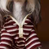 HKM-393491 Striped Sailor Collar Sweatshirt for Pets - Coffee and Red, Casual Style, Available in Multiple Sizes