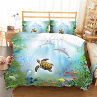 HKM-393491 Underwater World Quilted Textile Bedding Set in Polyester Fiber
