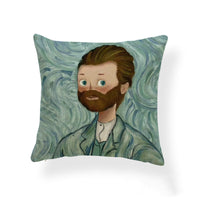 HKM-393555 Cartoon Girl Printed Pillowcase in Geometric Abstract Design, 45x45cm Polyester Linen Cushion Cover