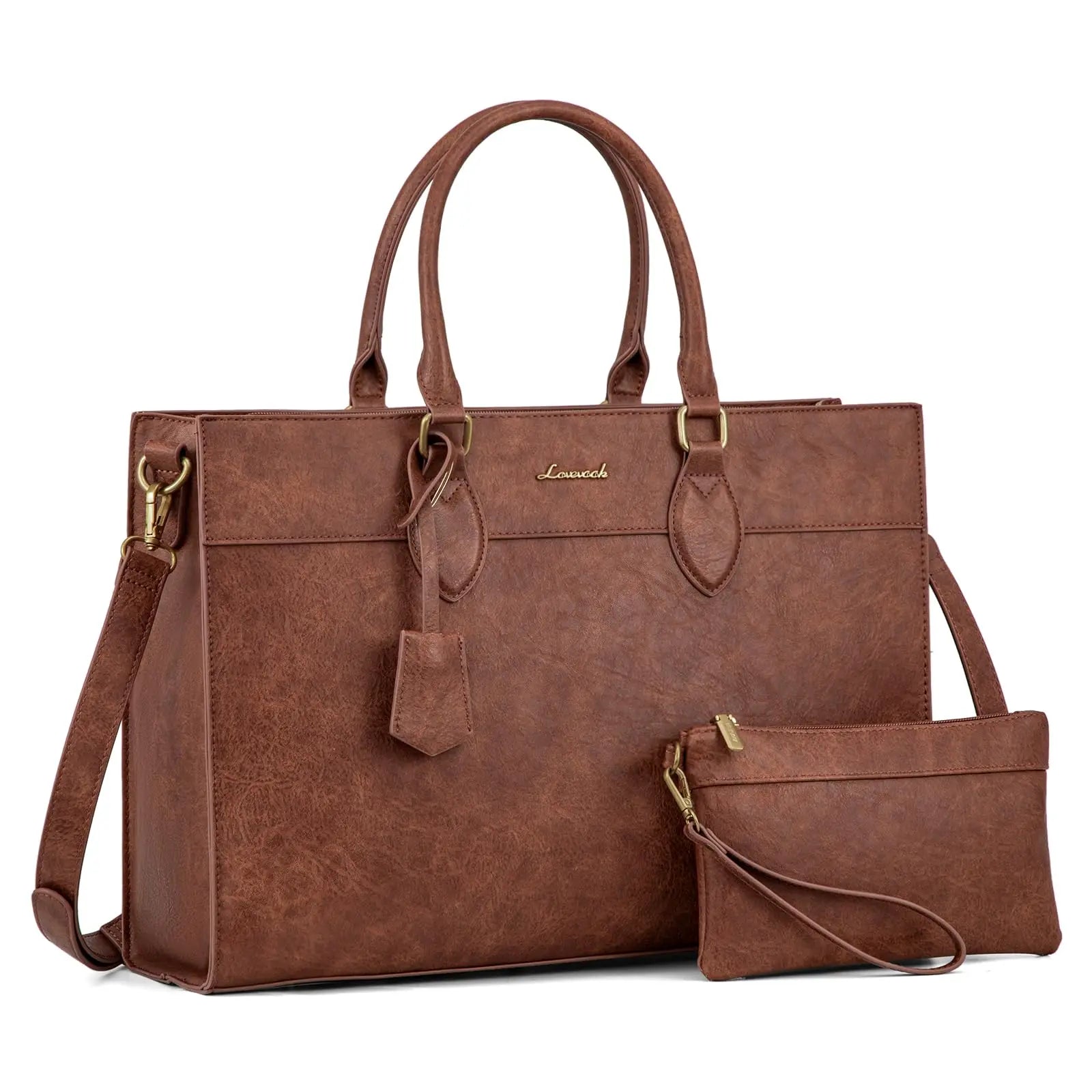 KTX-393555 Stylish 15.6 Inch Laptop Tote Bag for Women – Waterproof Leather Briefcase for Office and Work