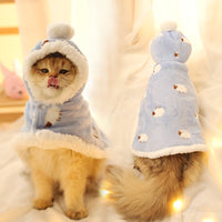 HKM-393619 Lamb Cashmere Cat Nightgown, Winter Clothing Transformation in Blue, Pink, and Gray Styles