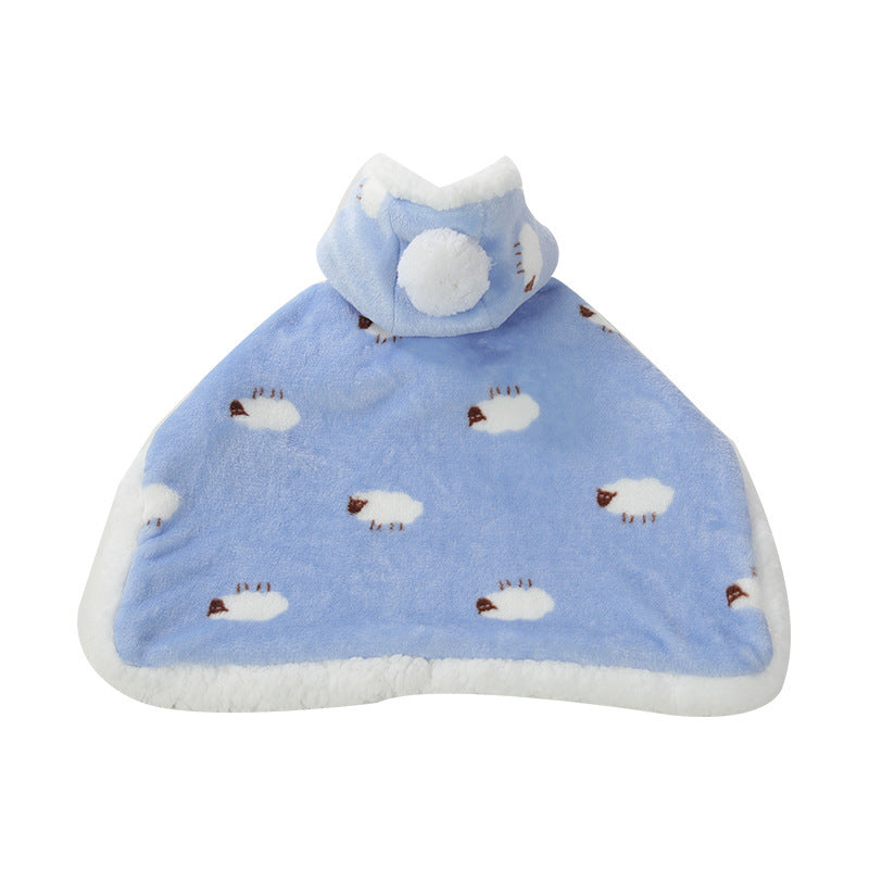 HKM-393619 Lamb Cashmere Cat Nightgown, Winter Clothing Transformation in Blue, Pink, and Gray Styles