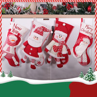 HKM-393619 Red and White Christmas Stocking Collection for Holiday Decor, 45x26 cm