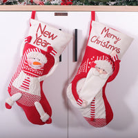 HKM-393619 Red and White Christmas Stocking Collection for Holiday Decor, 45x26 cm