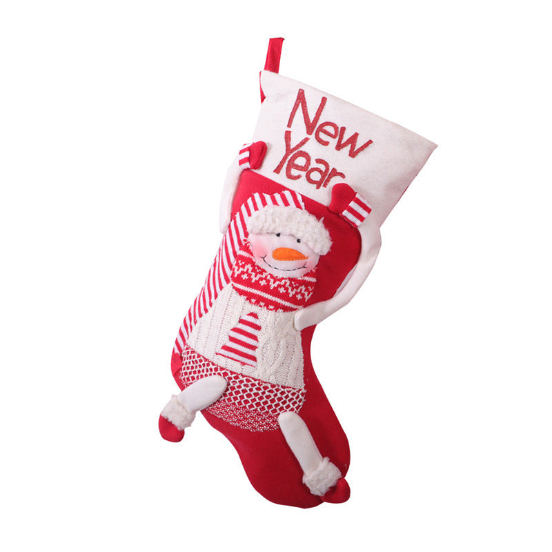 HKM-393619 Red and White Christmas Stocking Collection for Holiday Decor, 45x26 cm