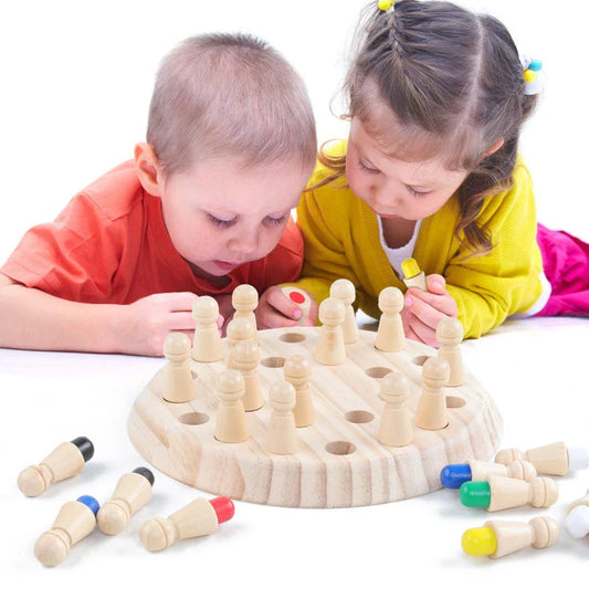 HKM-393747 Wooden Memory Match Stick Chess Board Game for Color Recognition and Cognitive Development