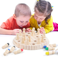 HKM-393747 Wooden Memory Match Stick Chess Board Game for Color Recognition and Cognitive Development