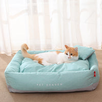 HKM-393811 Semi-Enclosed Cat Nest Mat in Morandi Pink, Green & Grey - Cozy Polyester & PP Cotton Design
