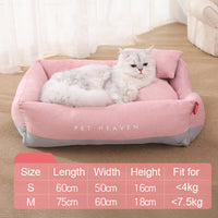 HKM-393811 Semi-Enclosed Cat Nest Mat in Morandi Pink, Green & Grey - Cozy Polyester & PP Cotton Design