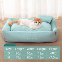 HKM-393811 Semi-Enclosed Cat Nest Mat in Morandi Pink, Green & Grey - Cozy Polyester & PP Cotton Design