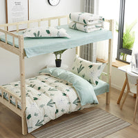 HKM-393939 Floral and Leaf Pattern Cotton Bedding Set - 3 Pieces, Includes Quilt Cover and Bed Sheet