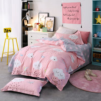 HKM-393939 Floral and Leaf Pattern Cotton Bedding Set - 3 Pieces, Includes Quilt Cover and Bed Sheet