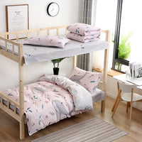 HKM-393939 Floral and Leaf Pattern Cotton Bedding Set - 3 Pieces, Includes Quilt Cover and Bed Sheet