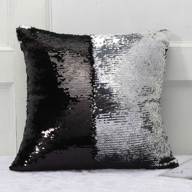 HKM-394003 Fashionable Black and White Sequin Decorative Cushion Cover for Sofa
