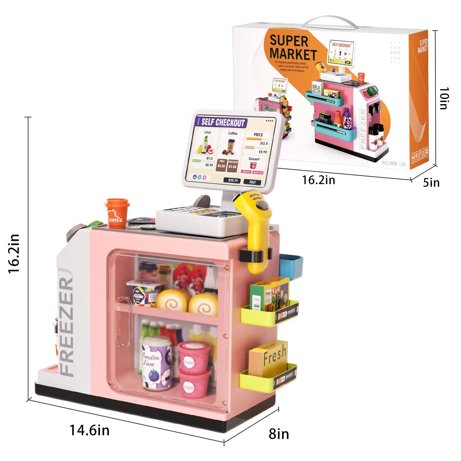 48-Piece Pretend Play Cash Register Toy Set with Light and Sound Features for Kids