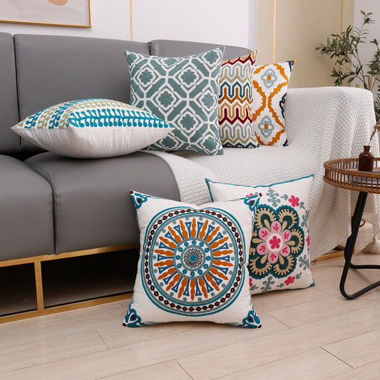 HKM-394131 Towel Embroidery Decorative Pillow Cover - Modern 45x45cm Design
