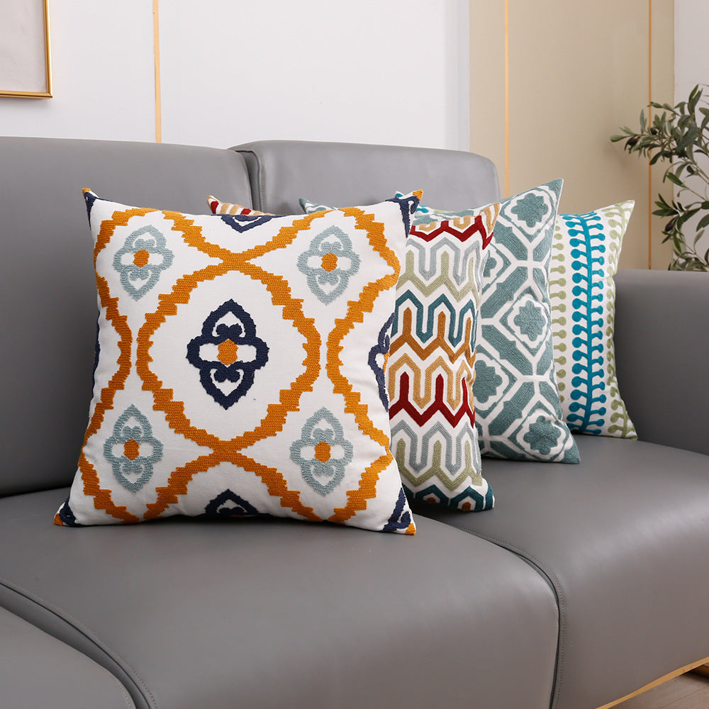 HKM-394131 Towel Embroidery Decorative Pillow Cover - Modern 45x45cm Design
