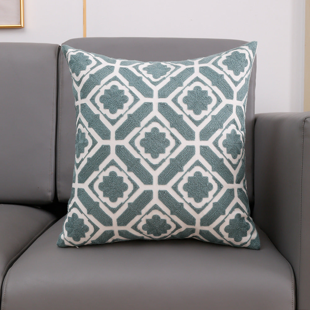HKM-394131 Towel Embroidery Decorative Pillow Cover - Modern 45x45cm Design