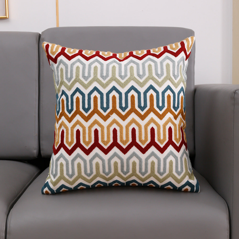 HKM-394131 Towel Embroidery Decorative Pillow Cover - Modern 45x45cm Design