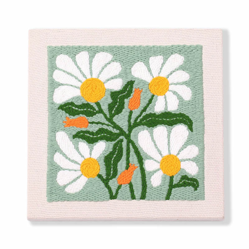 HKM-394259 Flower and Leaf Embroidery Kit for DIY Photo Frame Decoration, Includes 25x25cm Frame