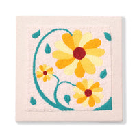 HKM-394259 Flower and Leaf Embroidery Kit for DIY Photo Frame Decoration, Includes 25x25cm Frame